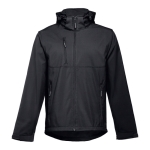 Softshell polyester jacket with hood, 280 g/m2, THC Zagreb black colour