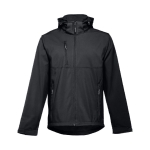 Softshell polyester jacket with hood, 280 g/m2, THC Zagreb black colour first view