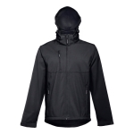 Softshell polyester jacket with hood, 280 g/m2, THC Zagreb black colour