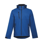 Softshell polyester jacket with hood, 280 g/m2, THC Zagreb blue colour first view