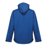 Softshell polyester jacket with hood, 280 g/m2, THC Zagreb blue colour