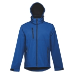 Softshell polyester jacket with hood, 280 g/m2, THC Zagreb blue colour fourth view