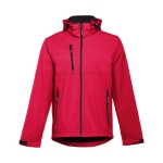 Softshell polyester jacket with hood, 280 g/m2, THC Zagreb red colour first view