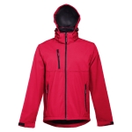 Softshell polyester jacket with hood, 280 g/m2, THC Zagreb red colour fourth view