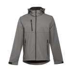 Softshell polyester jacket with hood, 280 g/m2, THC Zagreb grey colour first view