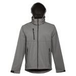 Softshell polyester jacket with hood, 280 g/m2, THC Zagreb grey colour fourth view