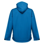 Softshell polyester jacket with hood, 280 g/m2, THC Zagreb cyan blue colour