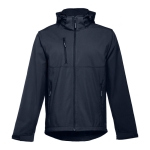 Softshell polyester jacket with hood, 280 g/m2, THC Zagreb navy-blue colour