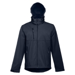 Softshell polyester jacket with hood, 280 g/m2, THC Zagreb navy-blue colour fourth view