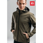 Softshell polyester jacket with hood, 280 g/m2, THC Zagreb military green colour