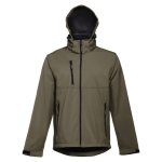 Softshell polyester jacket with hood, 280 g/m2, THC Zagreb military green colour fourth view