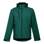 Softshell polyester jacket with hood, 280 g/m2, THC Zagreb dark green colour