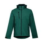 Softshell polyester jacket with hood, 280 g/m2, THC Zagreb dark green colour first view