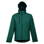 Softshell polyester jacket with hood, 280 g/m2, THC Zagreb dark green colour fourth view