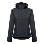 Women's polyester softshell jacket, 280 g/m2, THC Zagreb black colour