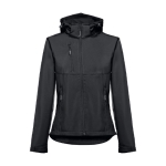 Women's polyester softshell jacket, 280 g/m2, THC Zagreb black colour first view