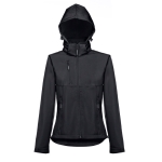 Women's polyester softshell jacket, 280 g/m2, THC Zagreb black colour