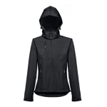 Women's polyester softshell jacket, 280 g/m2, THC Zagreb black colour fourth view