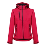 Women's polyester softshell jacket, 280 g/m2, THC Zagreb red colour