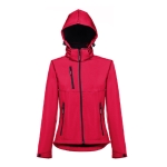 Women's polyester softshell jacket, 280 g/m2, THC Zagreb red colour fourth view