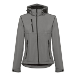 Women's polyester softshell jacket, 280 g/m2, THC Zagreb grey colour