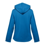 Women's polyester softshell jacket, 280 g/m2, THC Zagreb cyan blue colour