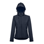 Women's polyester softshell jacket, 280 g/m2, THC Zagreb navy-blue colour fourth view