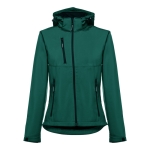 Women's polyester softshell jacket, 280 g/m2, THC Zagreb dark green colour