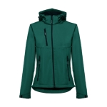 Women's polyester softshell jacket, 280 g/m2, THC Zagreb dark green colour first view