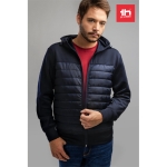 Hooded polyester jacket, 280 g/m2, THC Skopje navy-blue colour