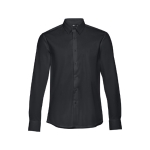 Men's fitted long-sleeved shirt, 115 g/m2, THC Paris black colour first view