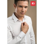 Men's fitted long-sleeved shirt, 115 g/m2, THC Paris white colour