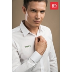 Men's fitted long-sleeved shirt, 115 g/m2, THC Paris white colour still life view