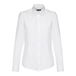 Women's cotton and polyester fitted shirt, 130 g/m2 white colour