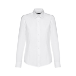 Women's cotton and polyester fitted shirt, 130 g/m2 white colour first view