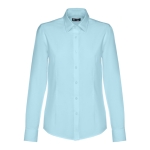 Women's cotton and polyester fitted shirt, 130 g/m2 light blue colour