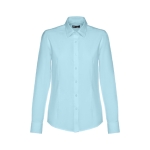 Women's cotton and polyester fitted shirt, 130 g/m2 light blue colour first view