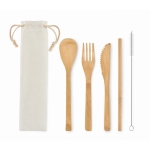 Bamboo cutlery set for the office or a picnic, for promotions beige colour second view