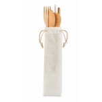 Bamboo cutlery set for the office or a picnic, for promotions beige colour third view