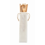 Bamboo cutlery set for the office or a picnic, for promotions beige colour fourth view