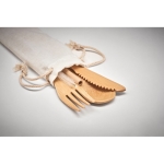 Bamboo cutlery set for the office or a picnic, for promotions beige colour fifth photographic view