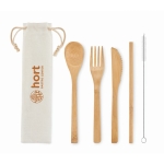 Bamboo cutlery set for the office or a picnic, for promotions beige colour main view