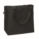 Shopping bag made of rPET 600D with handles and bottom gusset black colour