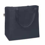 Shopping bag made of rPET 600D with handles and bottom gusset blue colour