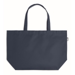 Shopping bag made of rPET 600D with handles and bottom gusset blue colour fourth view