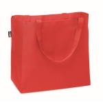 Shopping bag made of rPET 600D with handles and bottom gusset red colour