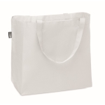 Shopping bag made of rPET 600D with handles and bottom gusset white colour