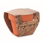 Flower pot with forget-me-not seeds as an promotional gift brown colour second view