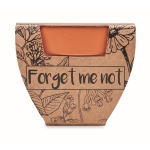 Flower pot with forget-me-not seeds as an promotional gift brown colour third view