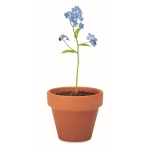 Flower pot with forget-me-not seeds as an promotional gift brown colour fifth view